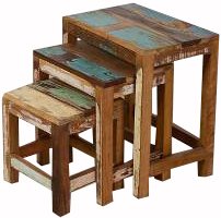 GURU SHOP Vintage Beistelltische aus Recyclingholz, Braun, Teakholz, 60x45x30 cm, Kaffeetische & Bodentische